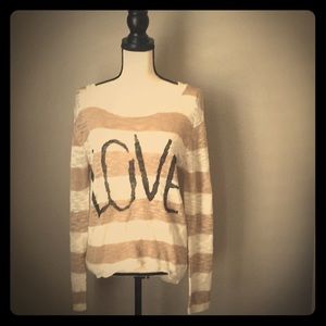 Self Esteem Tan and White Sweater NWOT